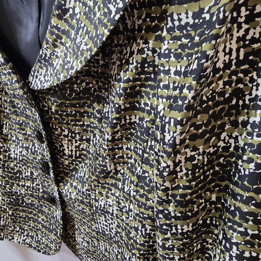 Le Suit Black and Olive Green Skirt & Blazer Size 10 - Picture 3 of 14